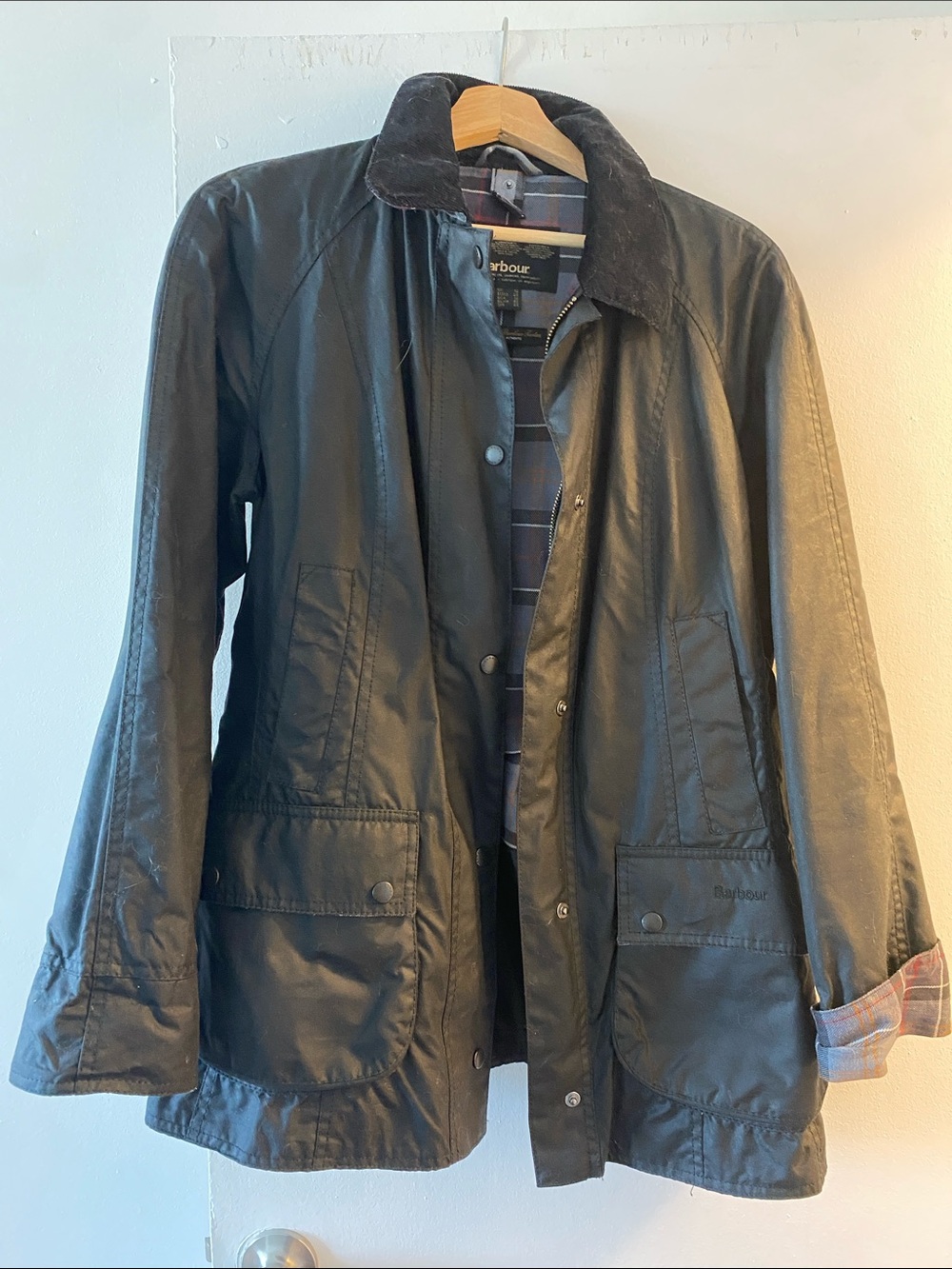 Barbour Black Waxed Cotton Utility Jacket